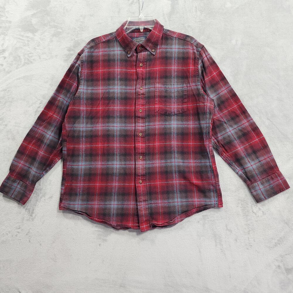 Pendleton Shirt Mens L Red Plaid Mason Flannel Button Down Long Sleeve Casual